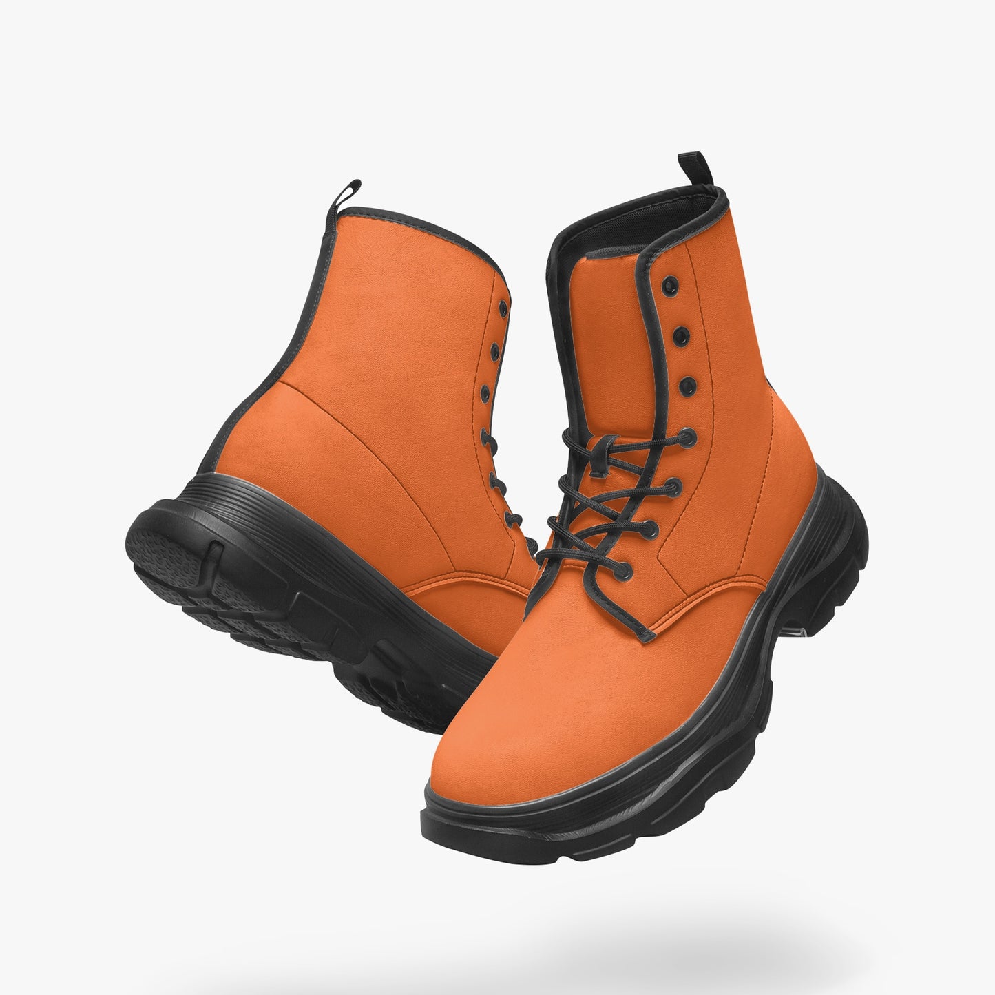 Orange Leather Chunky Boots Boots JLR Design