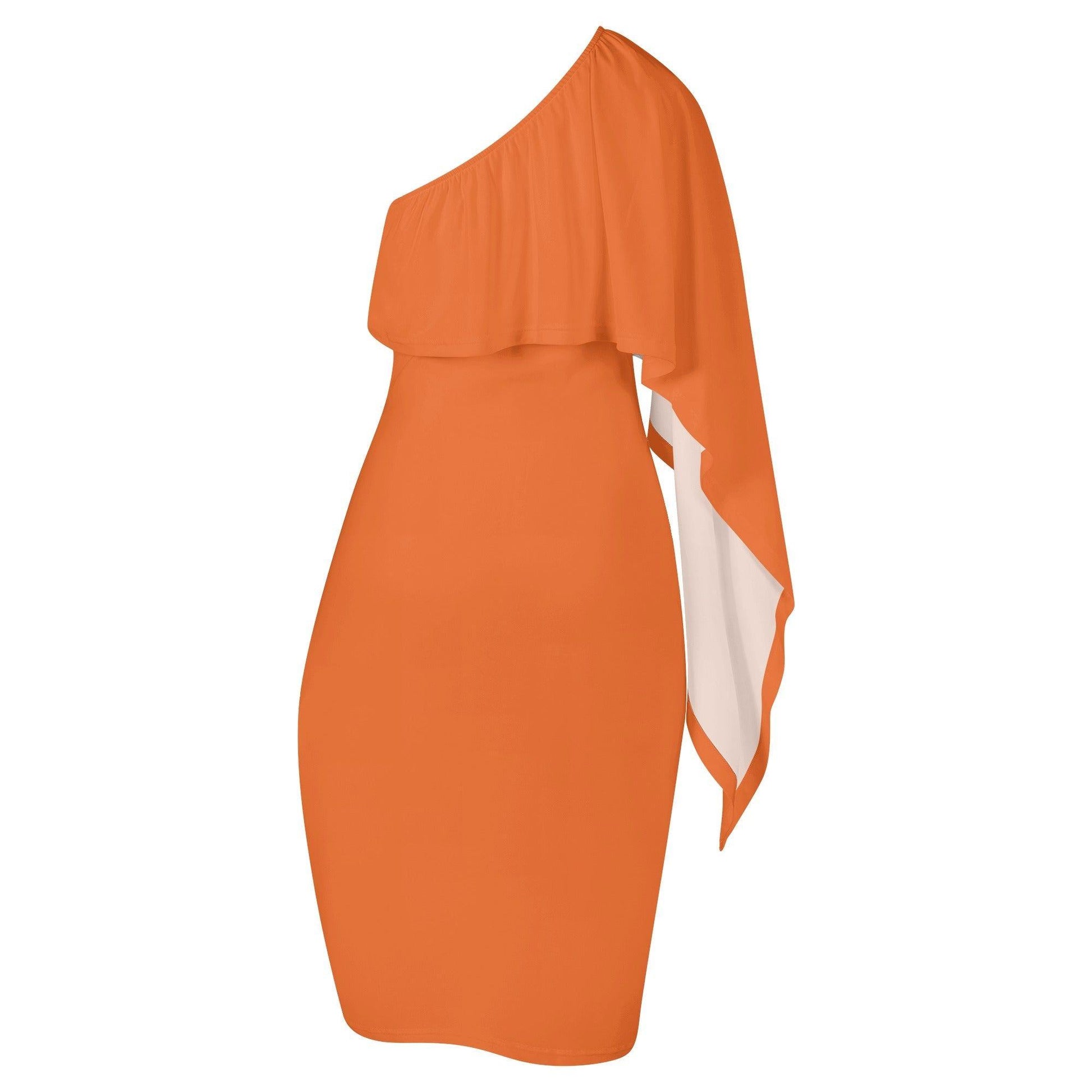 Orange Long Sleeve One Shoulder Party Dress Long Sleeve One Shoulder Dress 109.99 JLR Design