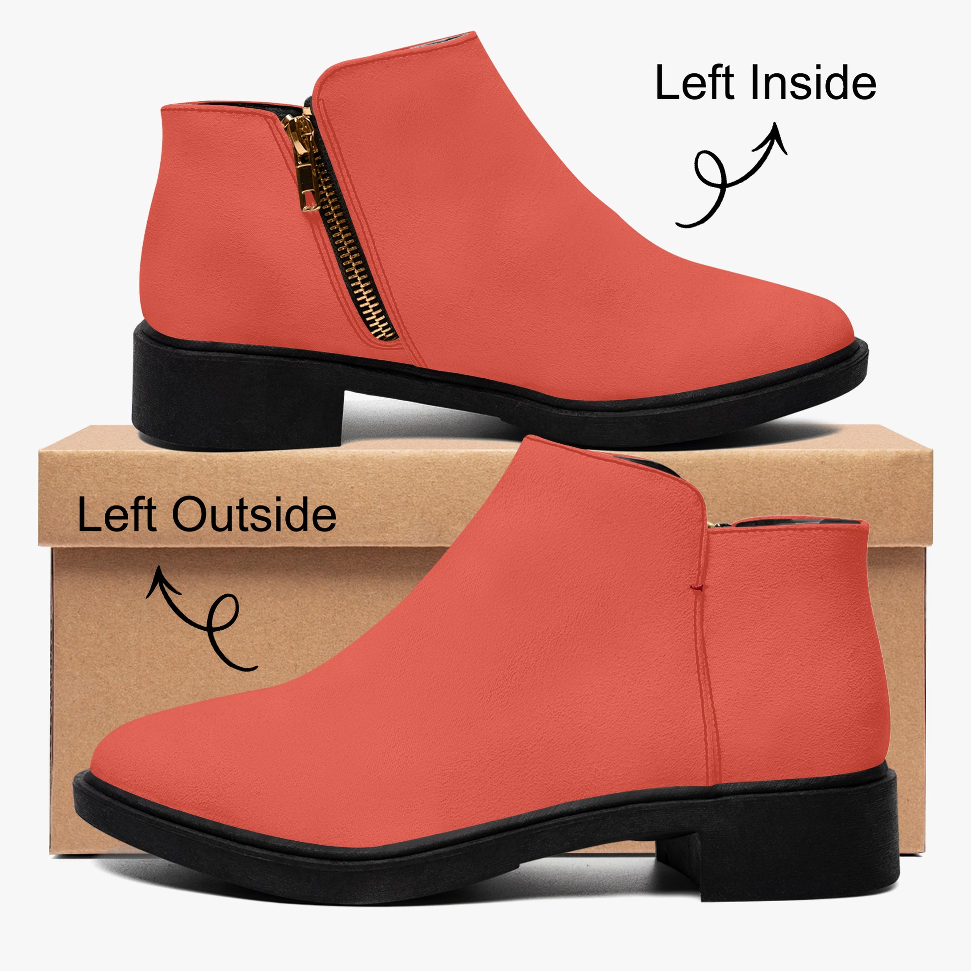 Orange Red elegante Reißverschluss-Stiefeletten Stiefeletten JLR Design