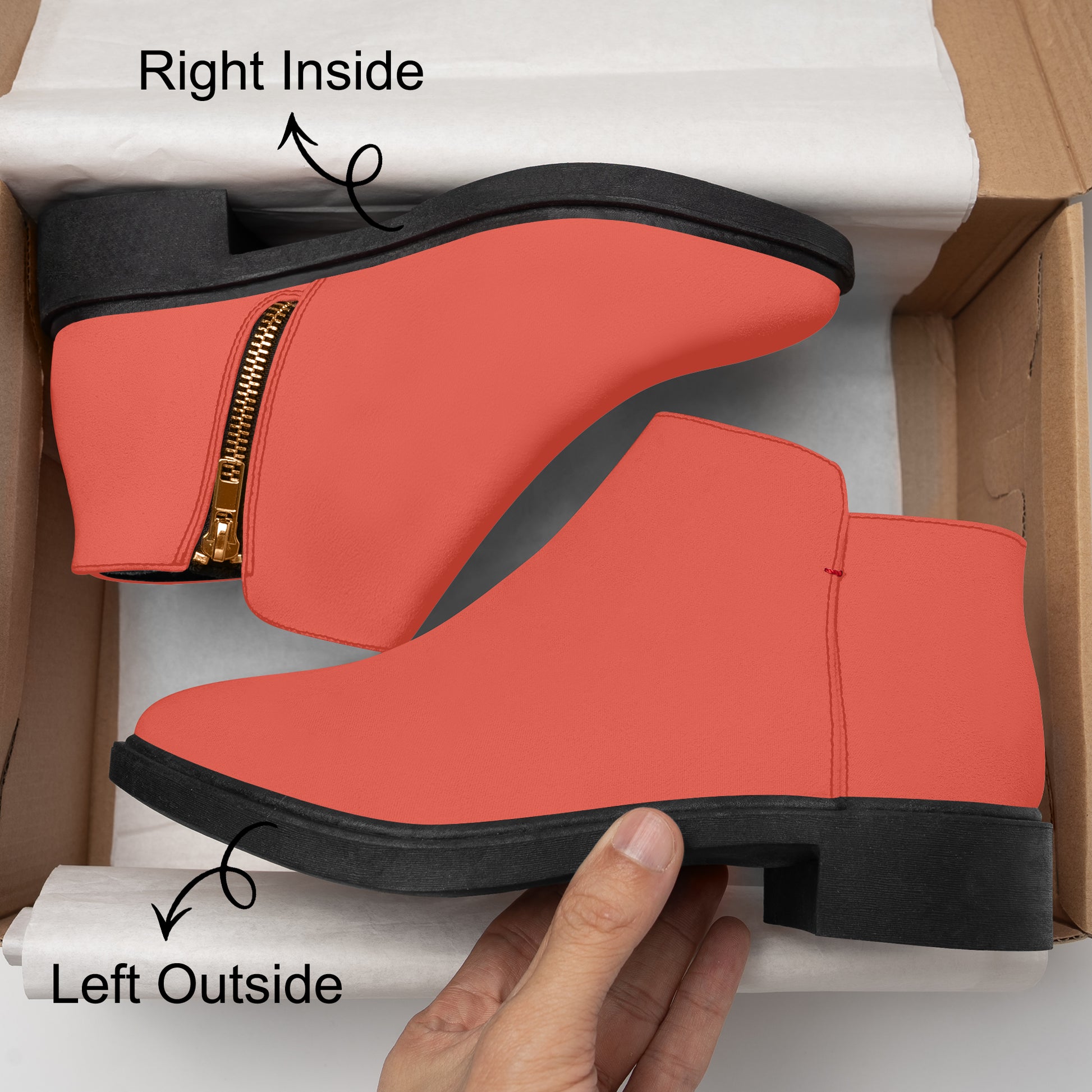 Orange Red elegante Reißverschluss-Stiefeletten Stiefeletten JLR Design