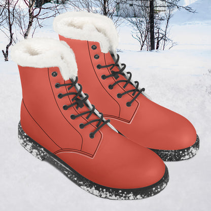 Orange Red Faux Fur Leder Boots Boots JLR Design
