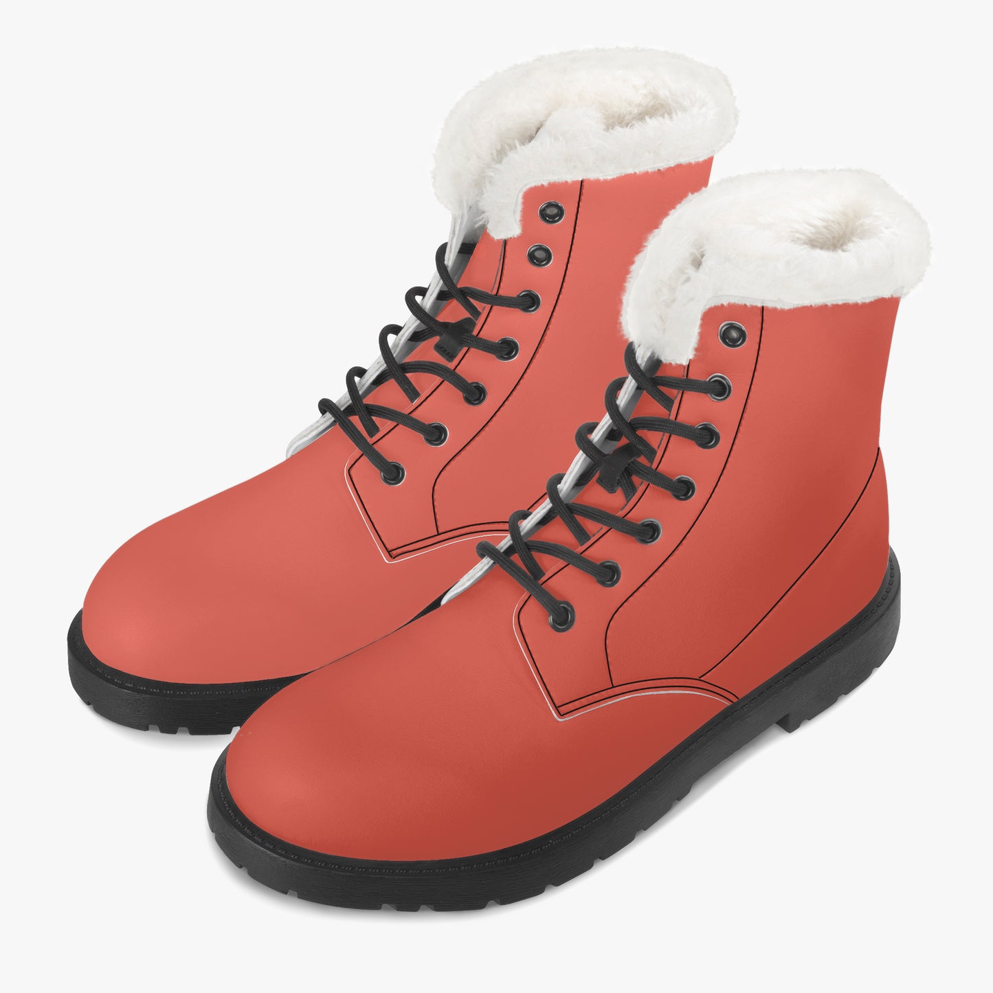 Orange Red Faux Fur Leder Boots Boots JLR Design