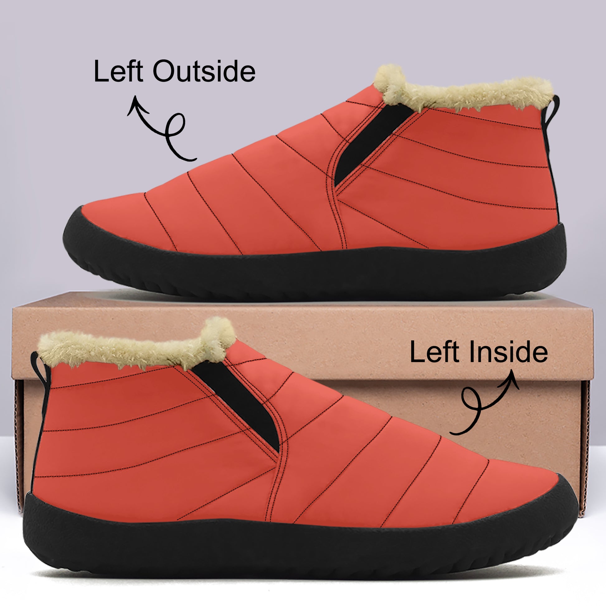 Orange Red Faux Fur Slipper Boots JLR Design