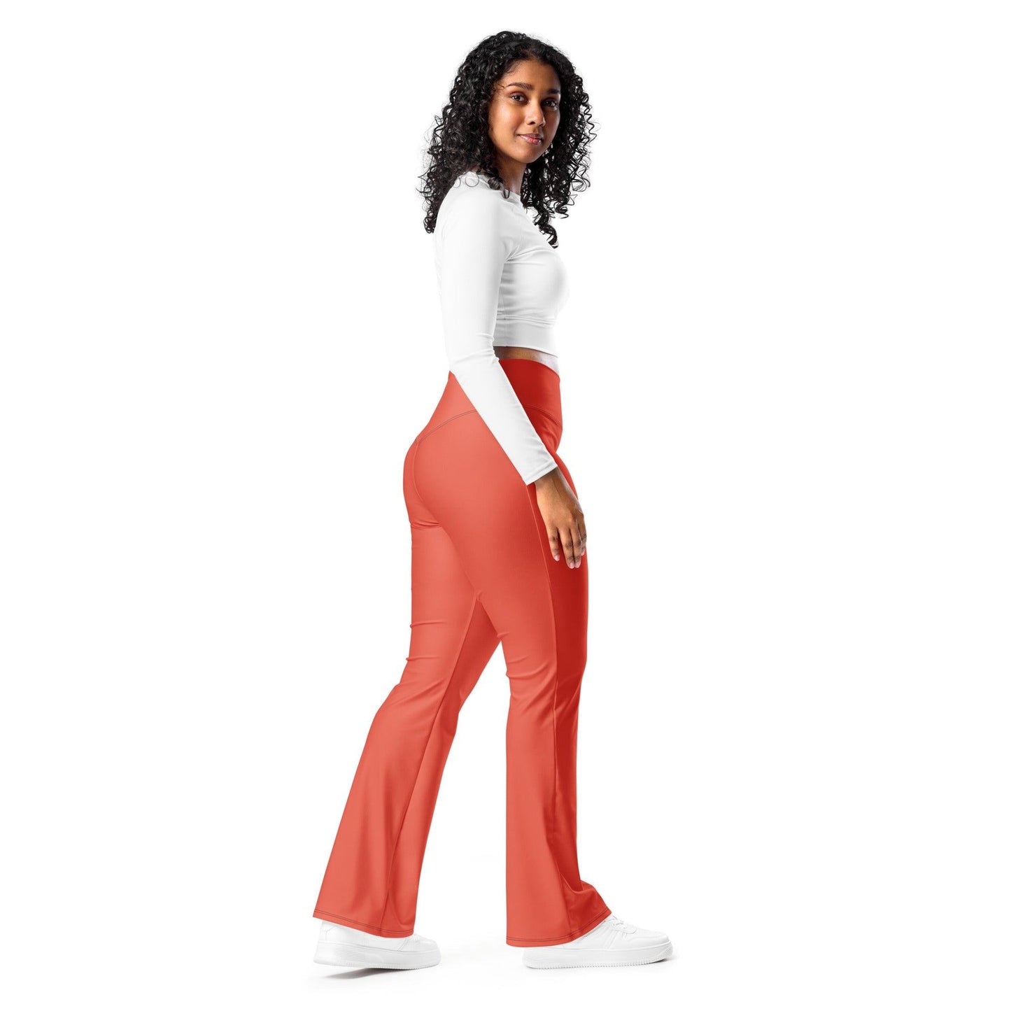 Orange Red High Waist Flare Leggings Flare Leggings 59.99 Flare, High, Leggings, orange, red, Waist JLR Design