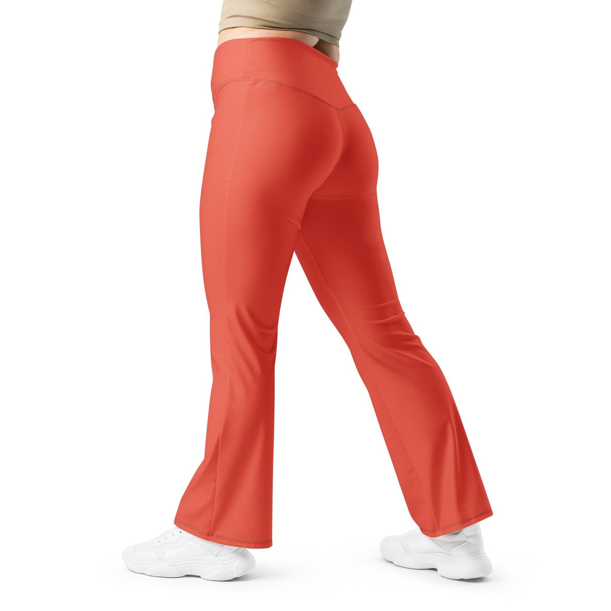 Orange Red High Waist Flare Leggings Flare Leggings 59.99 Flare, High, Leggings, orange, red, Waist JLR Design