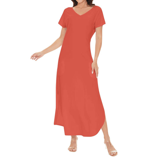 Orange Red kurzärmliges drapiertes Kleid drapiertes Kleid 54.99 drapiert, kleid, kurzärmlig, orange, red JLR Design