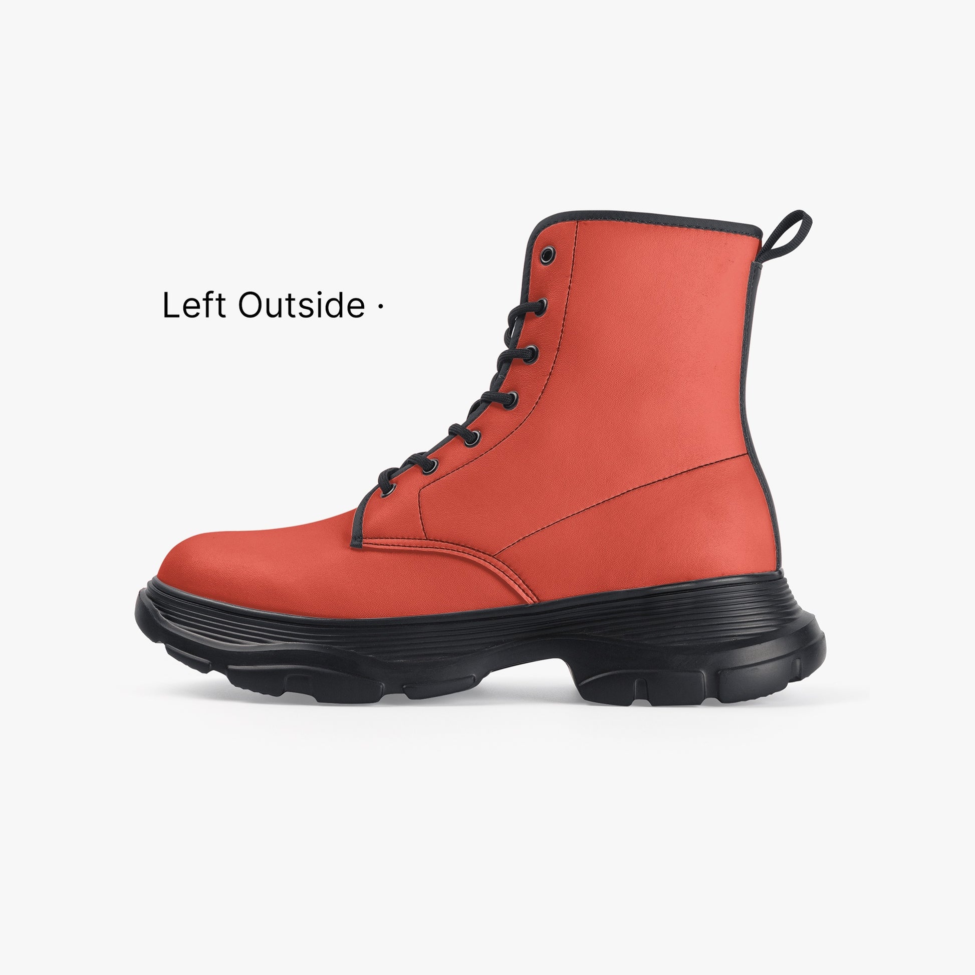 Orange Red Leather Chunky Boots Boots JLR Design