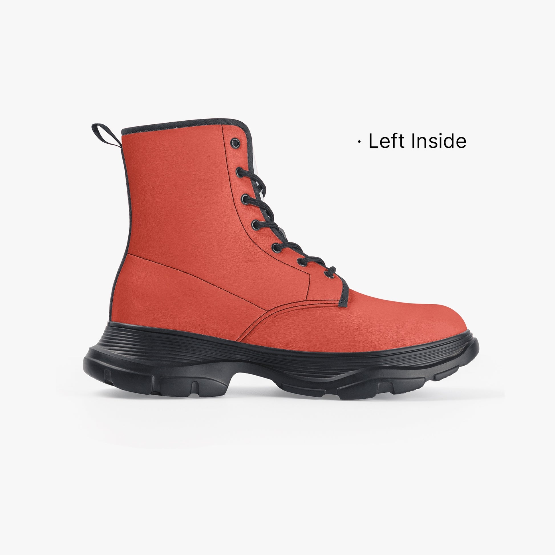 Orange Red Leather Chunky Boots Boots JLR Design