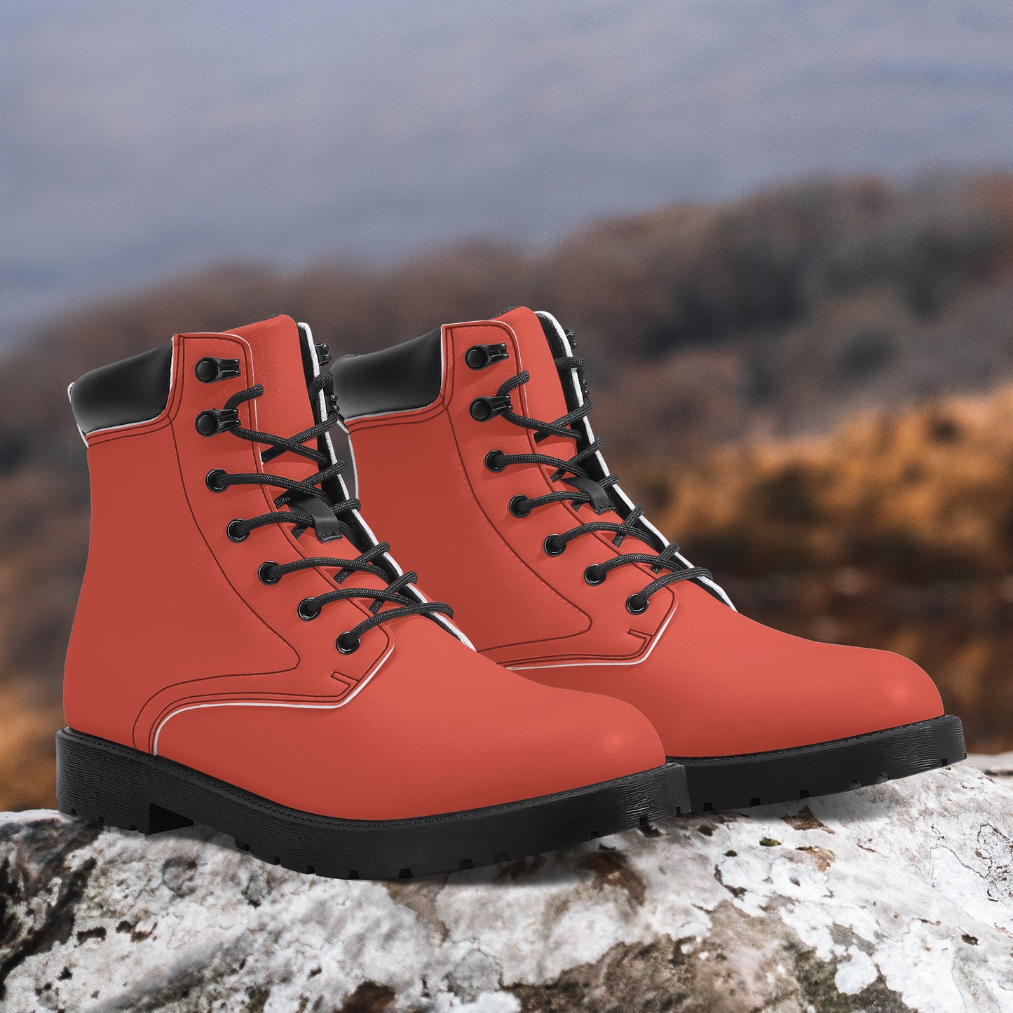 Orange Red Leder Boots | Stylische und Warme Winterstiefel Boots JLR Design