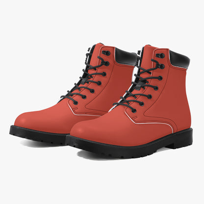 Orange Red Leder Boots | Stylische und Warme Winterstiefel Boots JLR Design