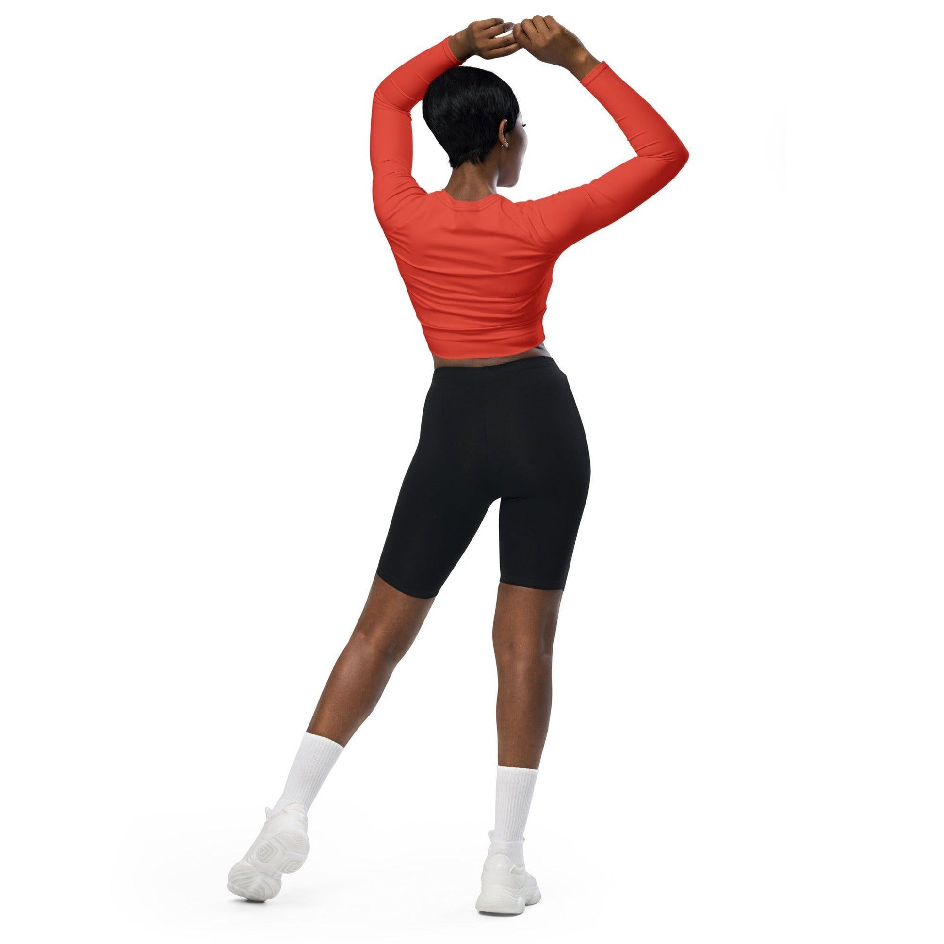 Orange Red Long Sleeve Damen Crop Top Long Sleeve Crop Top 54.99 Crop, Damen, Long, Orange, Red, Sleeve, Top JLR Design