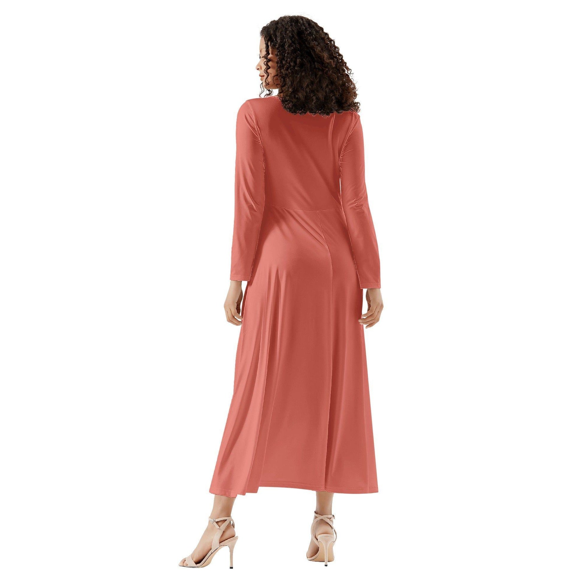 Orange Red Long Sleeve Dress Long Sleeve Dress 59.99 Dress, Long, Orange, Red, Sleeve JLR Design