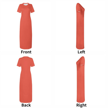orange-red-short-sleeve-long-dress-long-dress-jlr-design-51759 - JLR Design