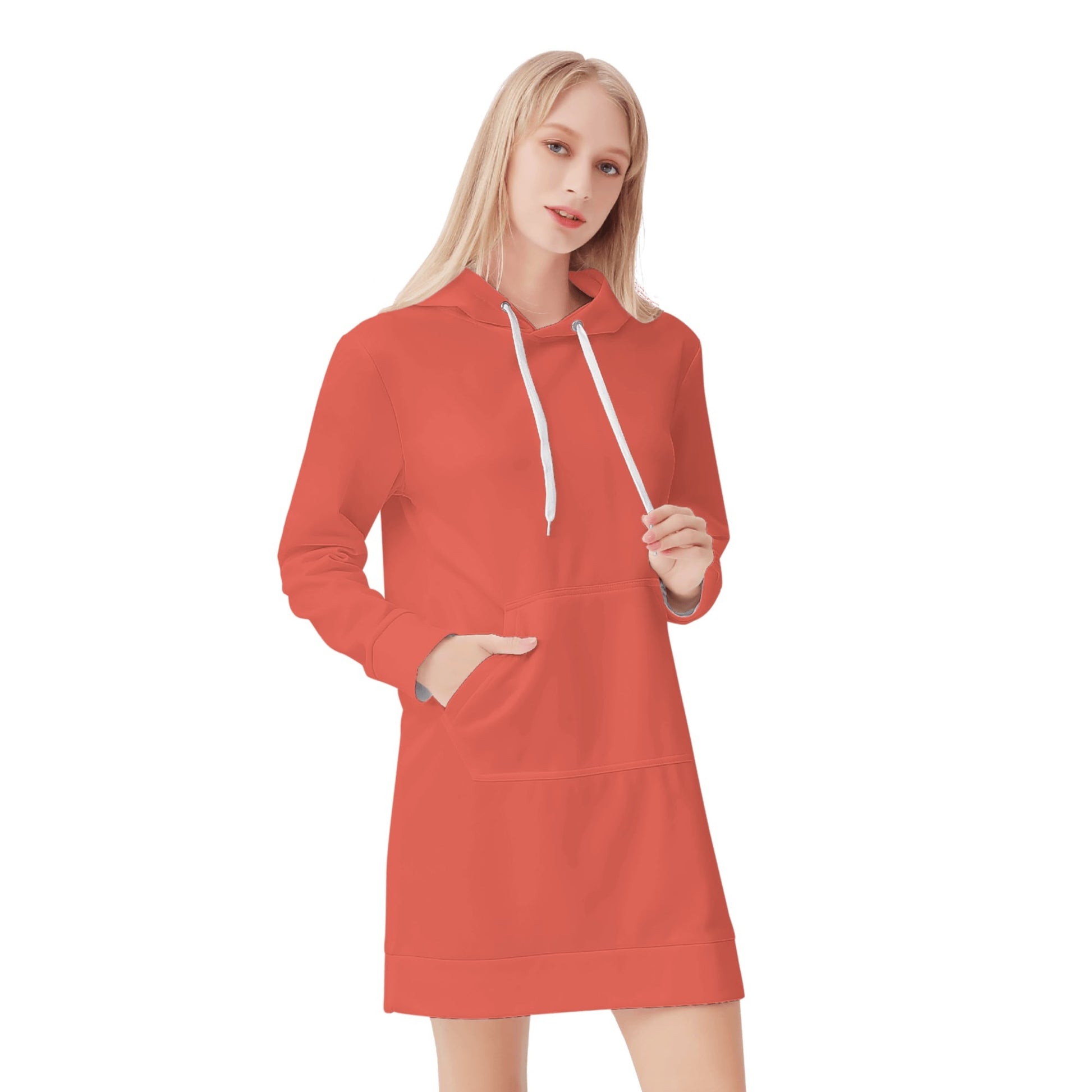 Orange Red Velvet Hoodie Dress Hoodiekleid JLR Design