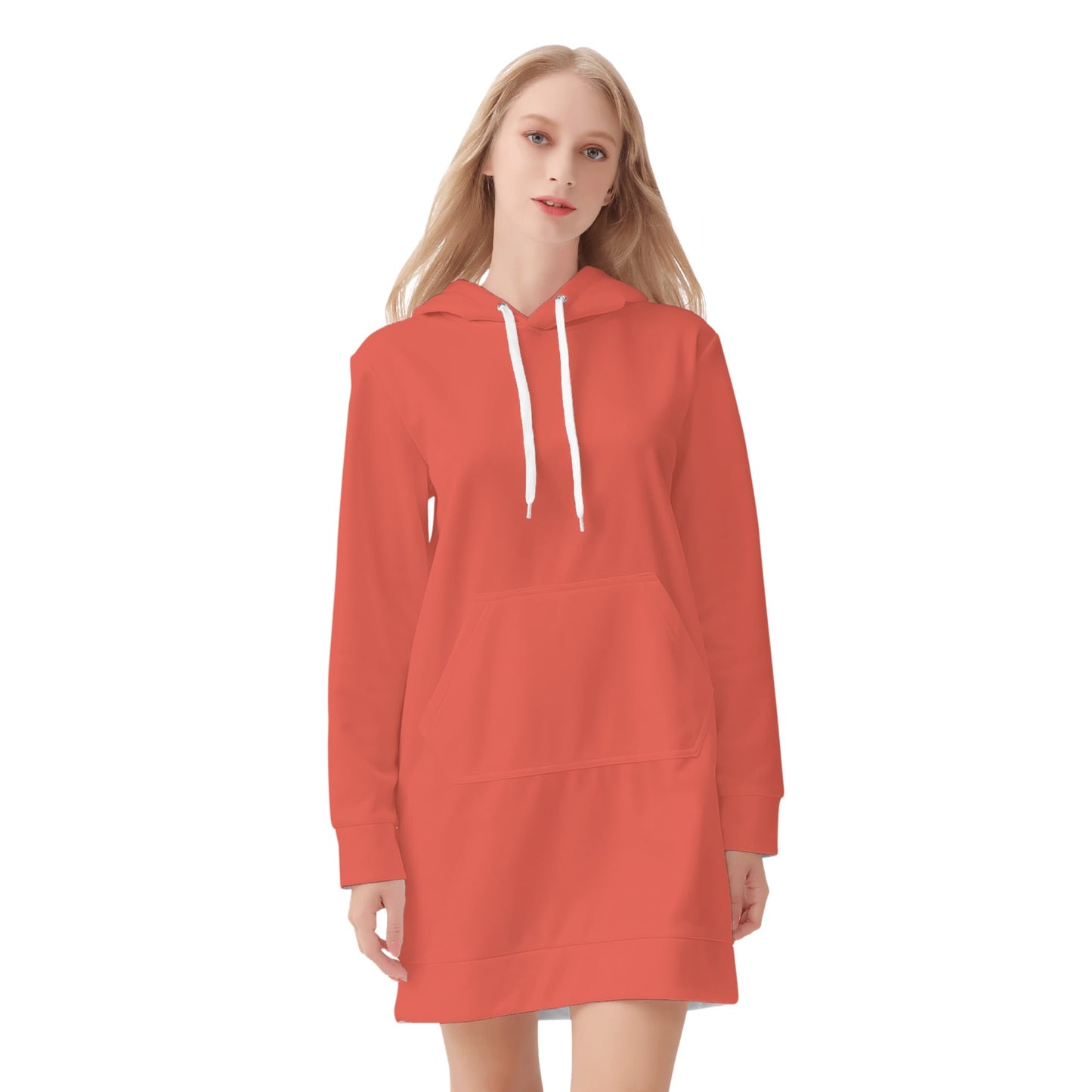 Orange Red Velvet Hoodie Dress Hoodiekleid JLR Design