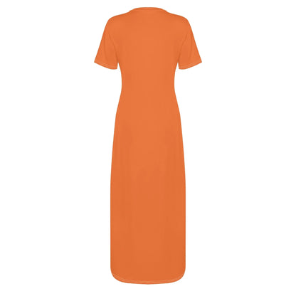 orange-short-sleeve-long-dress-long-dress-jlr-design-97112 - JLR Design