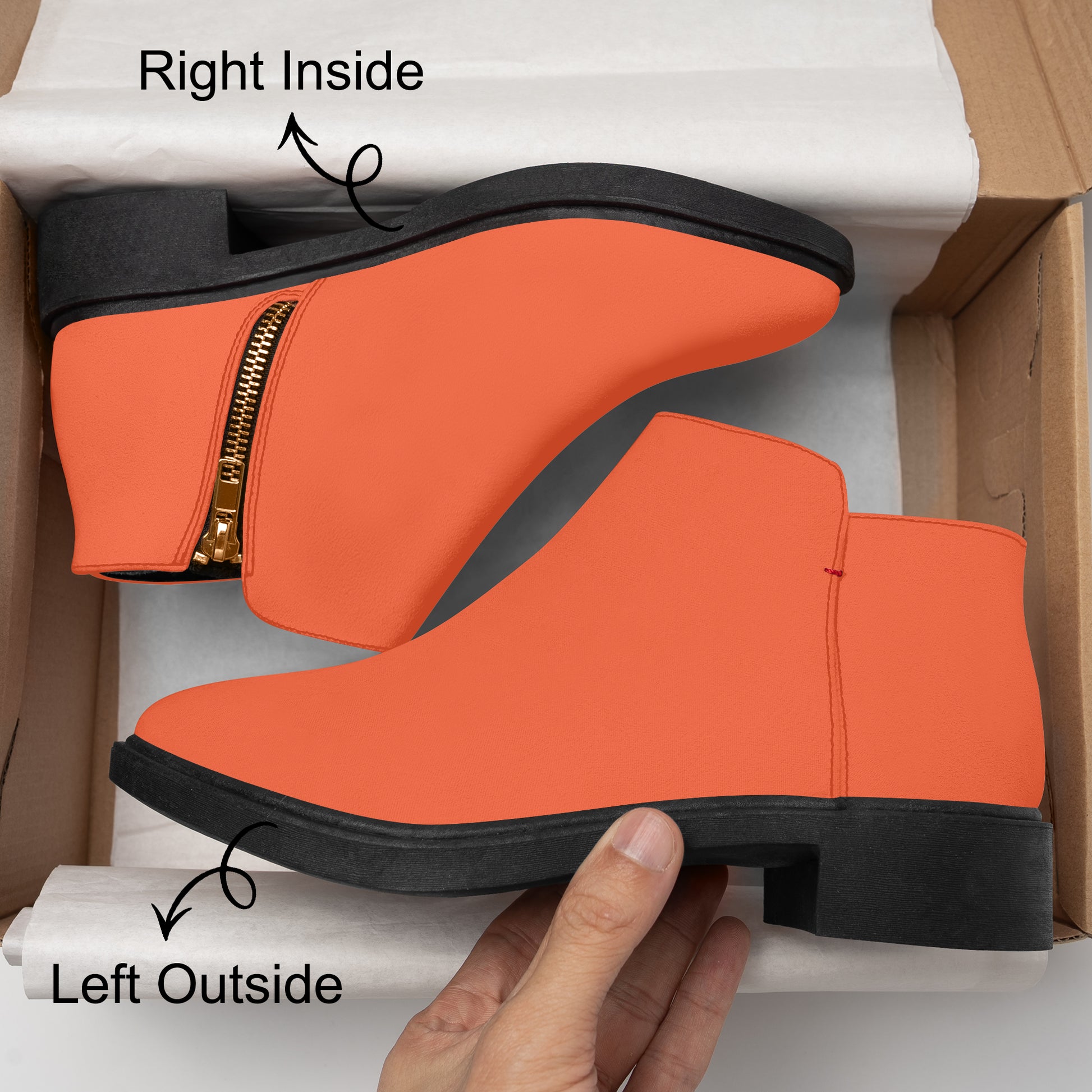 Outrageous Orange elegante Reißverschluss-Stiefeletten Stiefeletten JLR Design