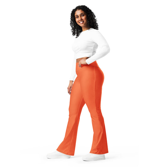 Outrageous Orange High Waist Flare Leggings Flare Leggings JLR Design
