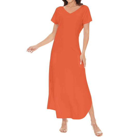 Outrageous Orange kurzärmliges drapiertes Kleid drapiertes Kleid 54.99 drapiert, kleid, kurzärmlig, orange, Outrageous, Outrageous.Orange JLR Design