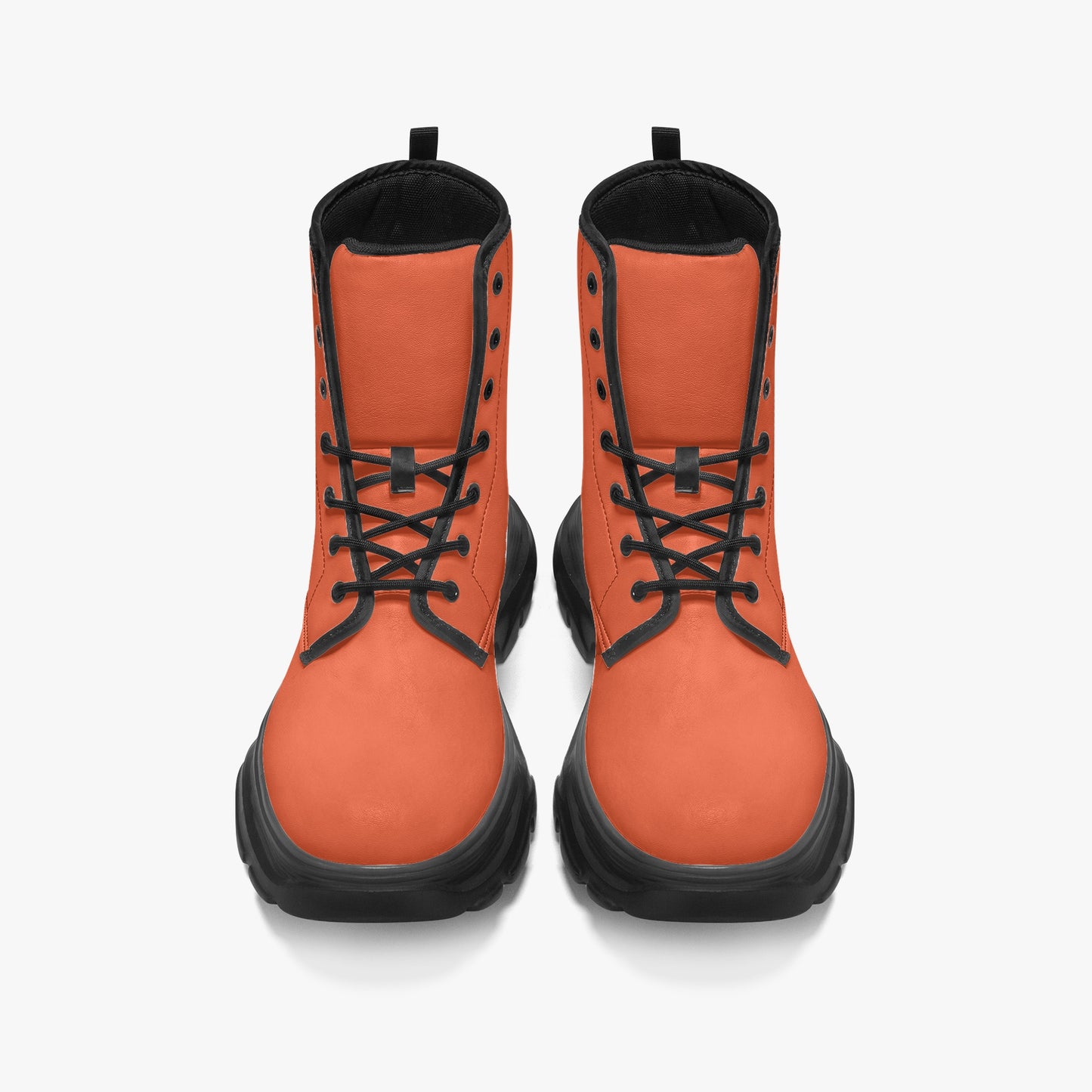 Outrageous Orange Leather Chunky Boots Boots JLR Design