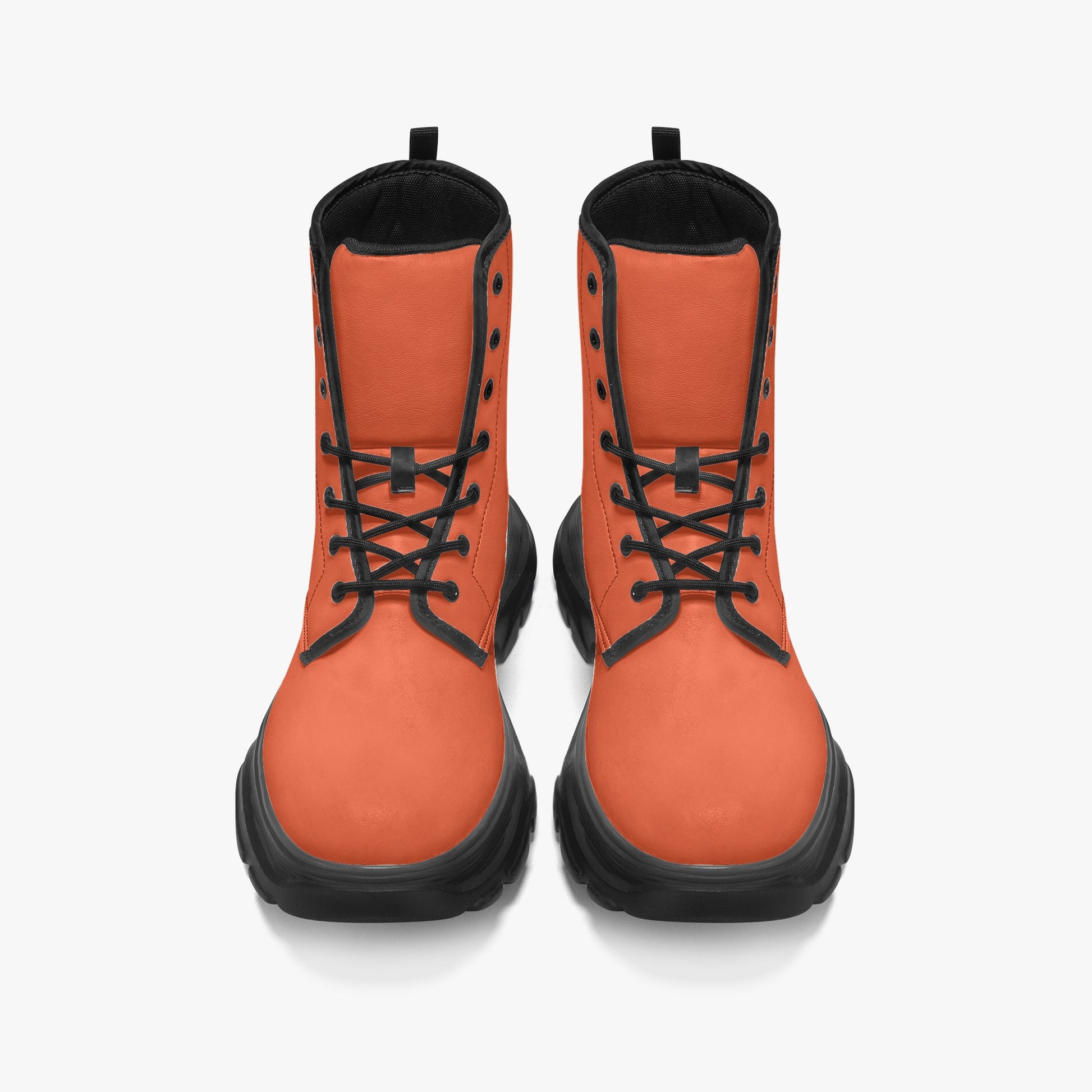 Outrageous Orange Leather Chunky Boots Boots JLR Design