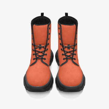 Outrageous Orange Leather Chunky Boots Boots JLR Design