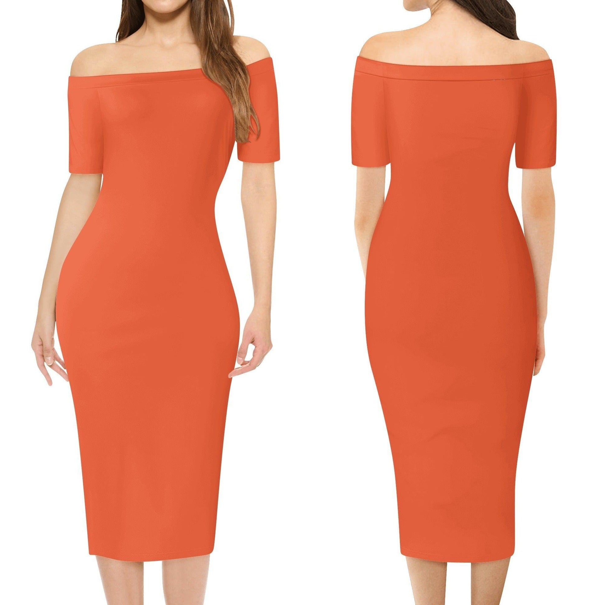 Outrageous Orange Off-Shoulder-Kleid -- Outrageous Orange Off-Shoulder-Kleid - undefined Off-Shoulder-Kleid | JLR Design