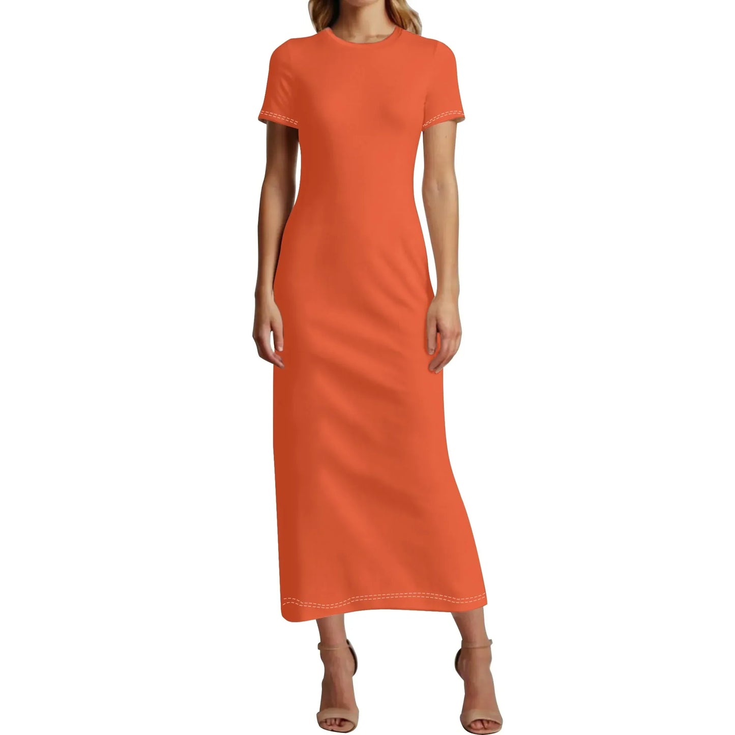 outrageous-orange-short-sleeve-long-dress-long-dress-jlr-design-41464 - JLR Design
