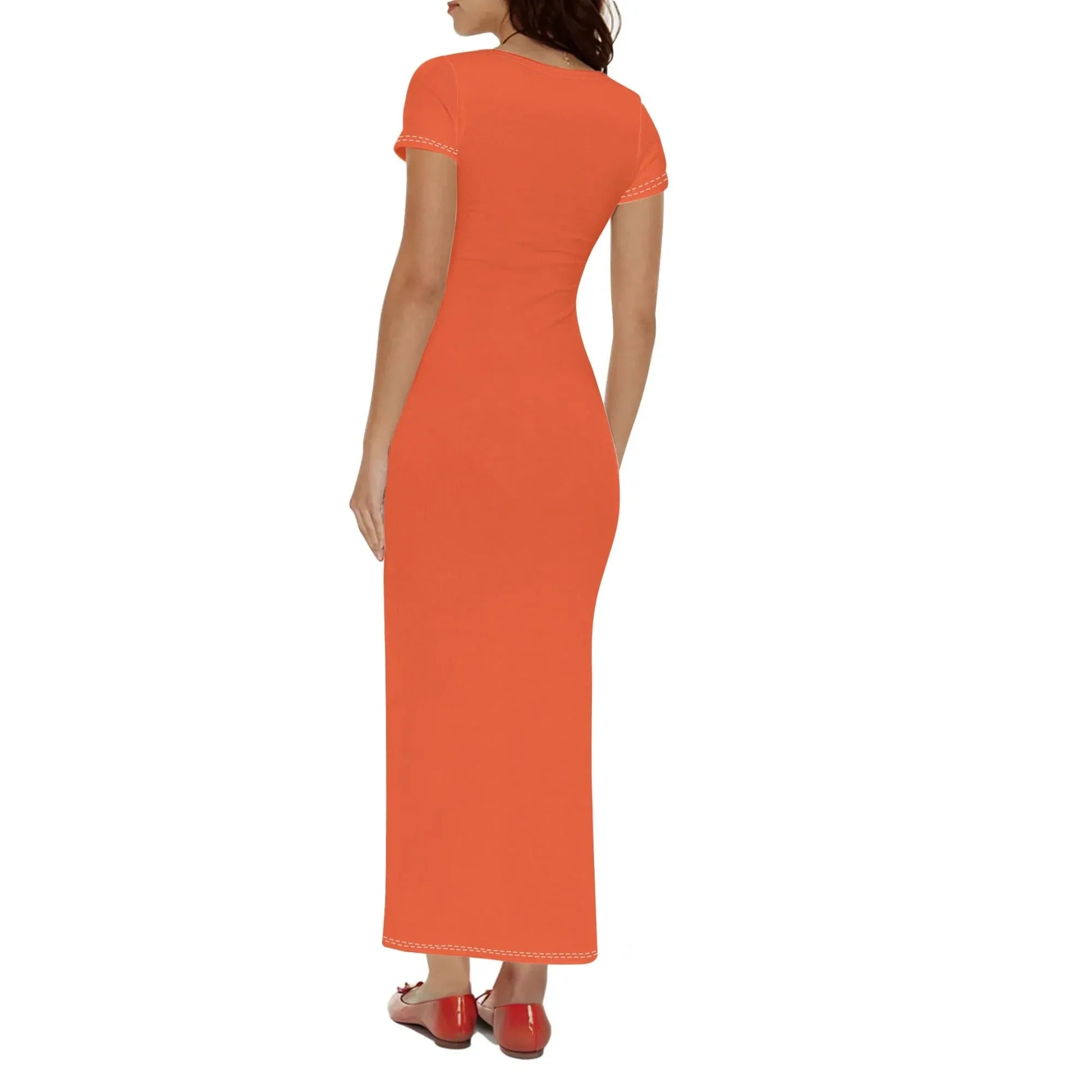 outrageous-orange-short-sleeve-long-dress-long-dress-jlr-design-55896 - JLR Design