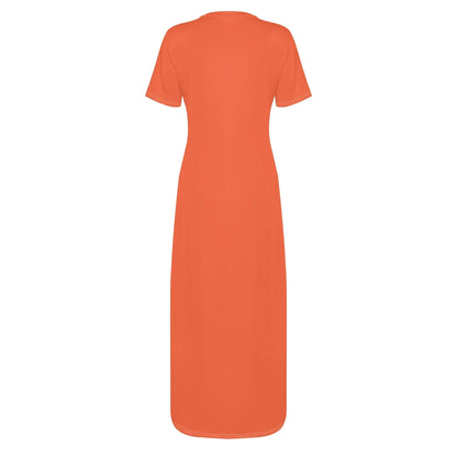 outrageous-orange-short-sleeve-long-dress-long-dress-jlr-design-87104 - JLR Design