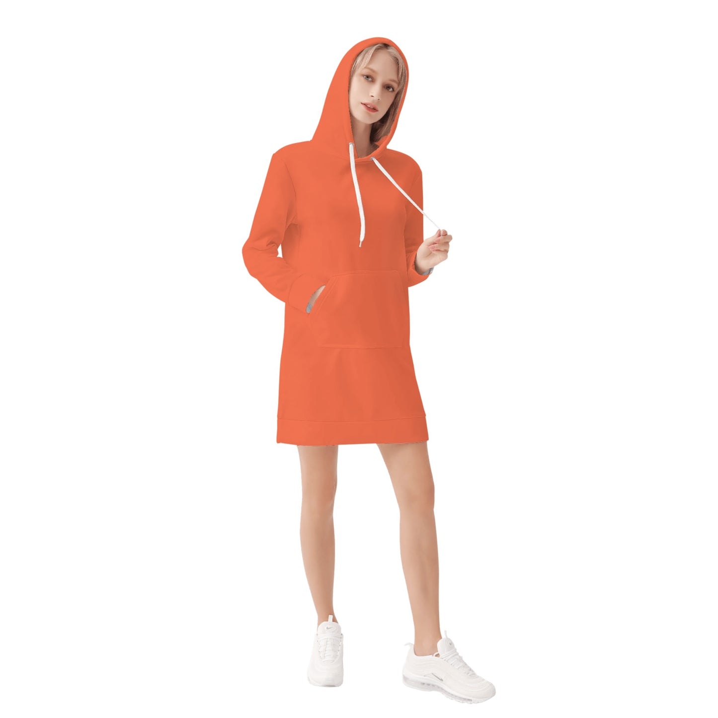Outrageous Orange Velvet Hoodie Dress Hoodiekleid JLR Design