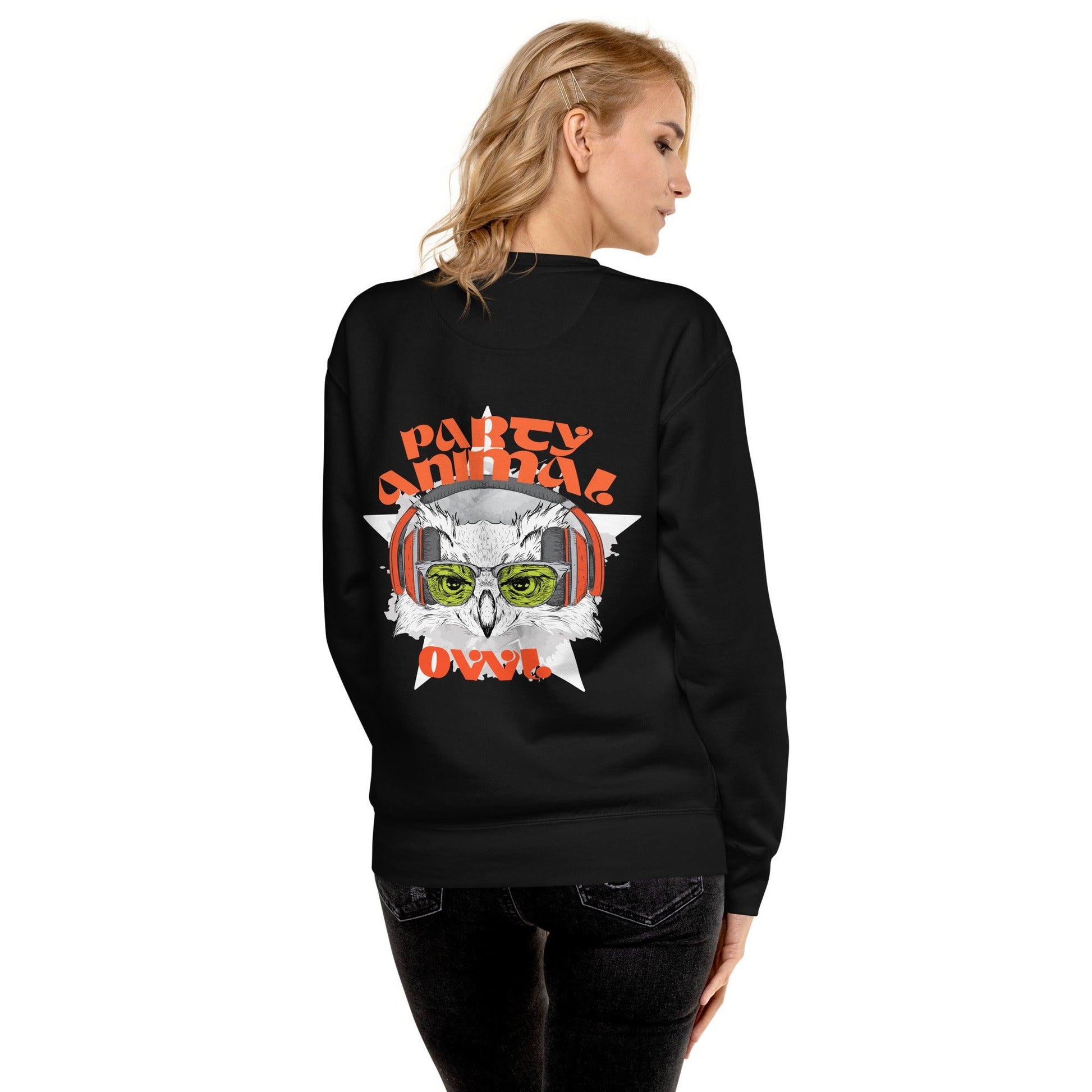 Party Animal Owl Premium-Pullover Pullover 74.99 Animal, Owl, Party, Pullover JLR Design