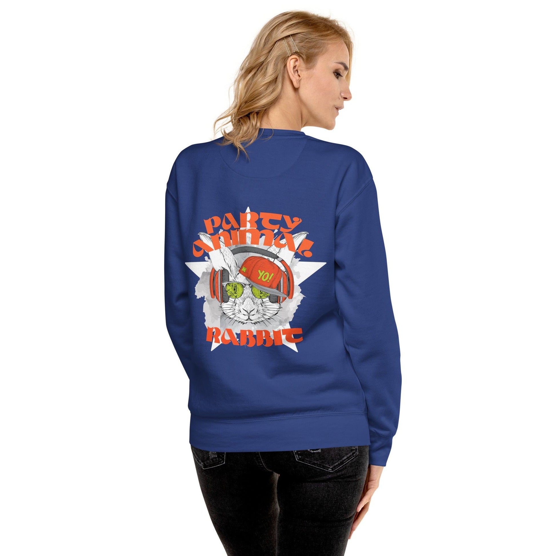 Party Animal Rabbit Premium-Pullover Pullover 74.99 Animal, Party, Pullover, Rabbit JLR Design