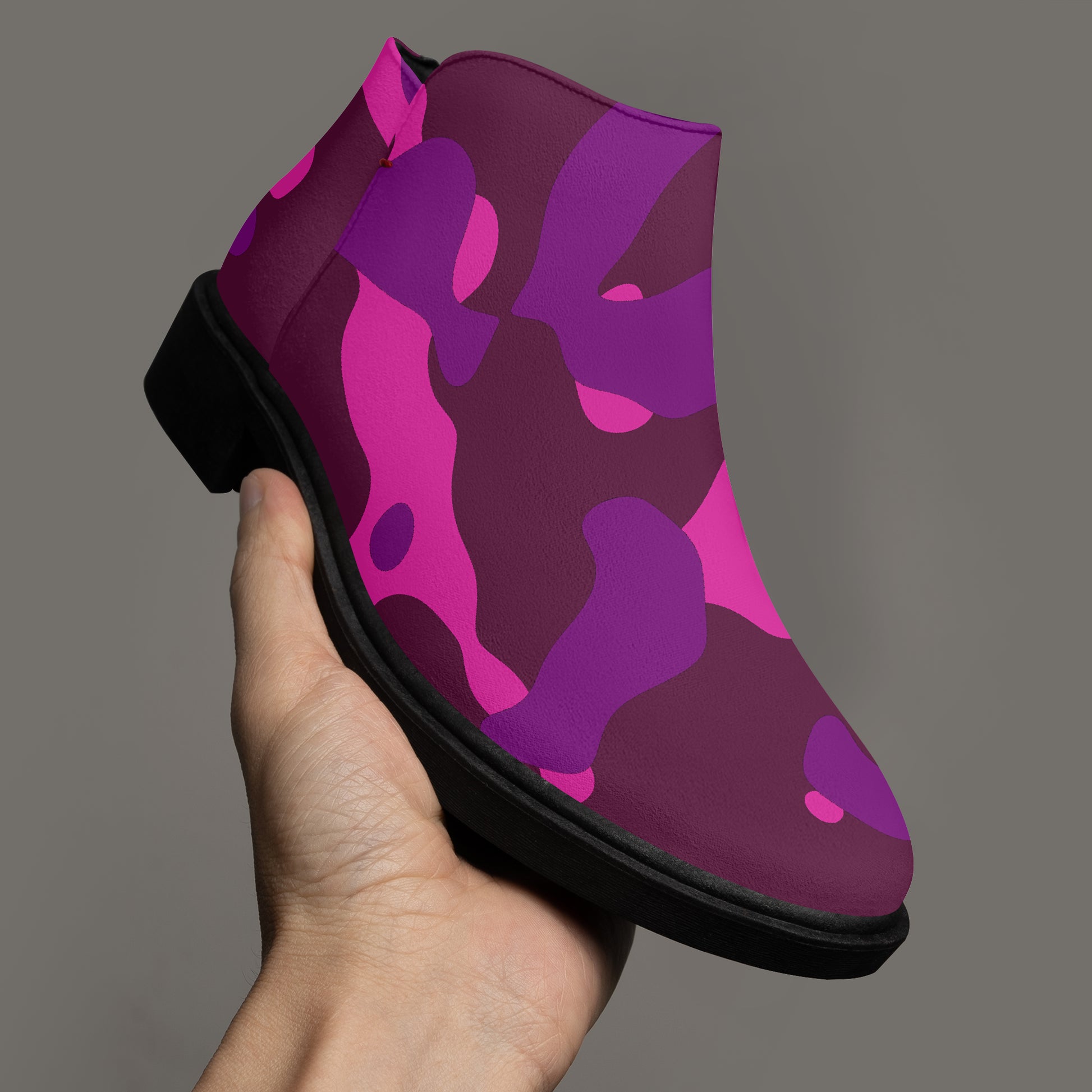 Pink Camouflage elegante Reißverschluss-Stiefeletten Stiefeletten JLR Design