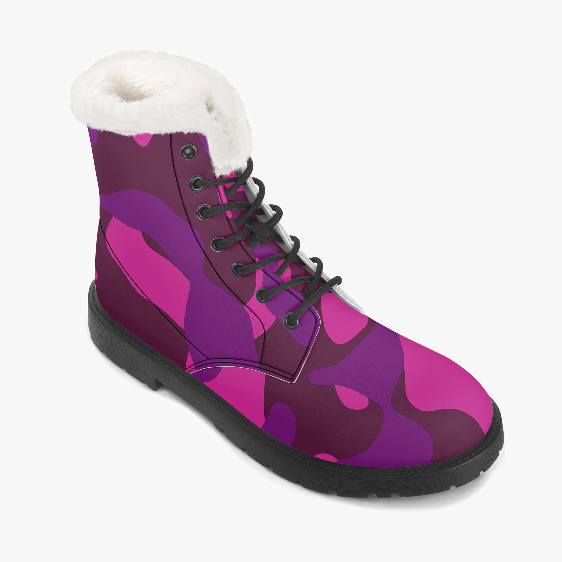 Pink Camouflage Faux Fur Leder Boots Boots JLR Design