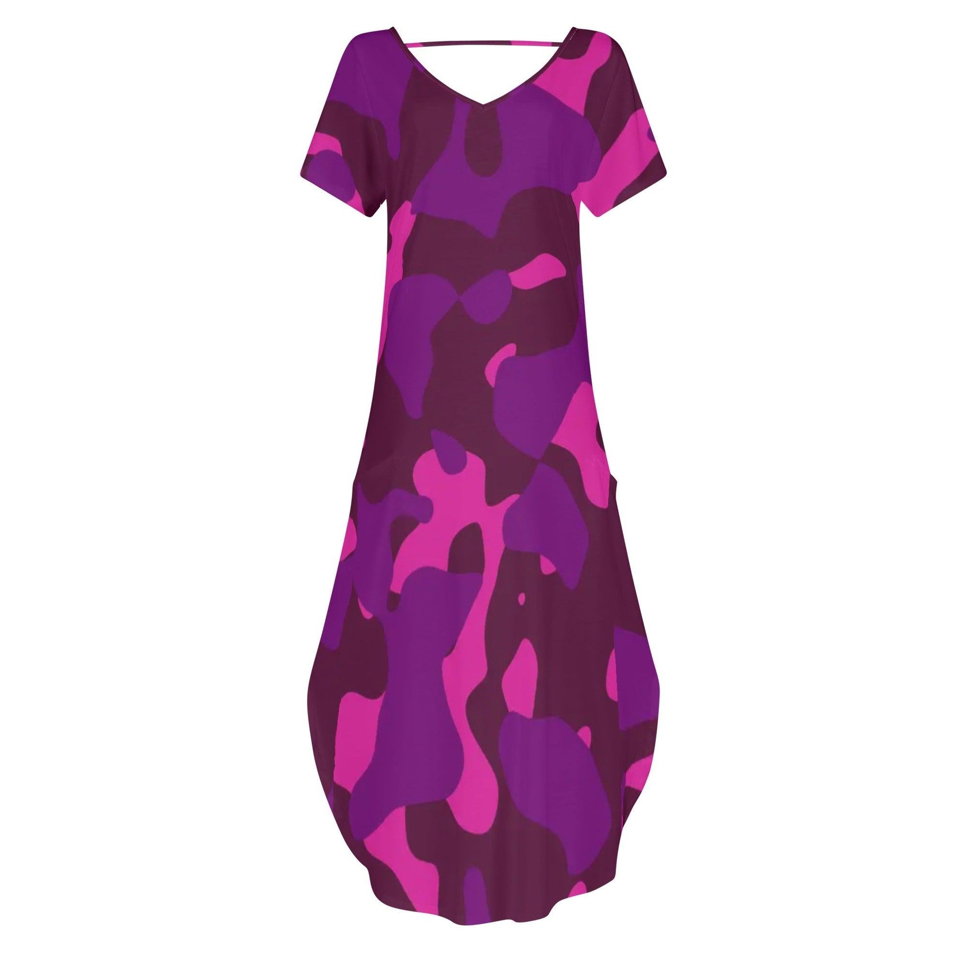 Pink Camouflage kurzärmliges drapiertes Kleid drapiertes Kleid 63.99 Camouflage, drapiert, kleid, kuzrärmlig, Pink JLR Design