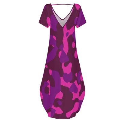 Pink Camouflage kurzärmliges drapiertes Kleid drapiertes Kleid 63.99 Camouflage, drapiert, kleid, kuzrärmlig, Pink JLR Design