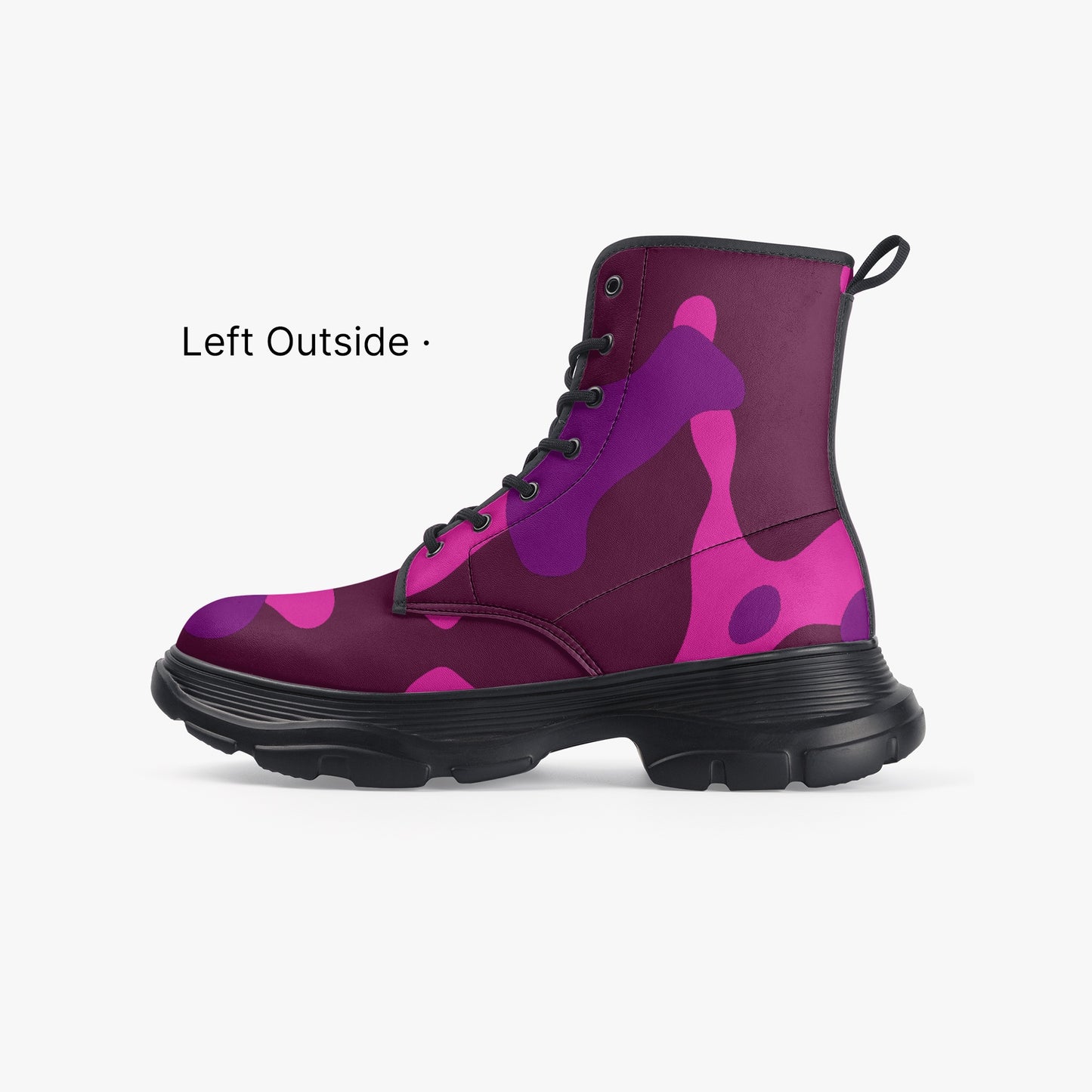 Pink Camouflage Leather Chunky Boots Boots JLR Design