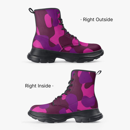 Pink Camouflage Leather Chunky Boots Boots JLR Design