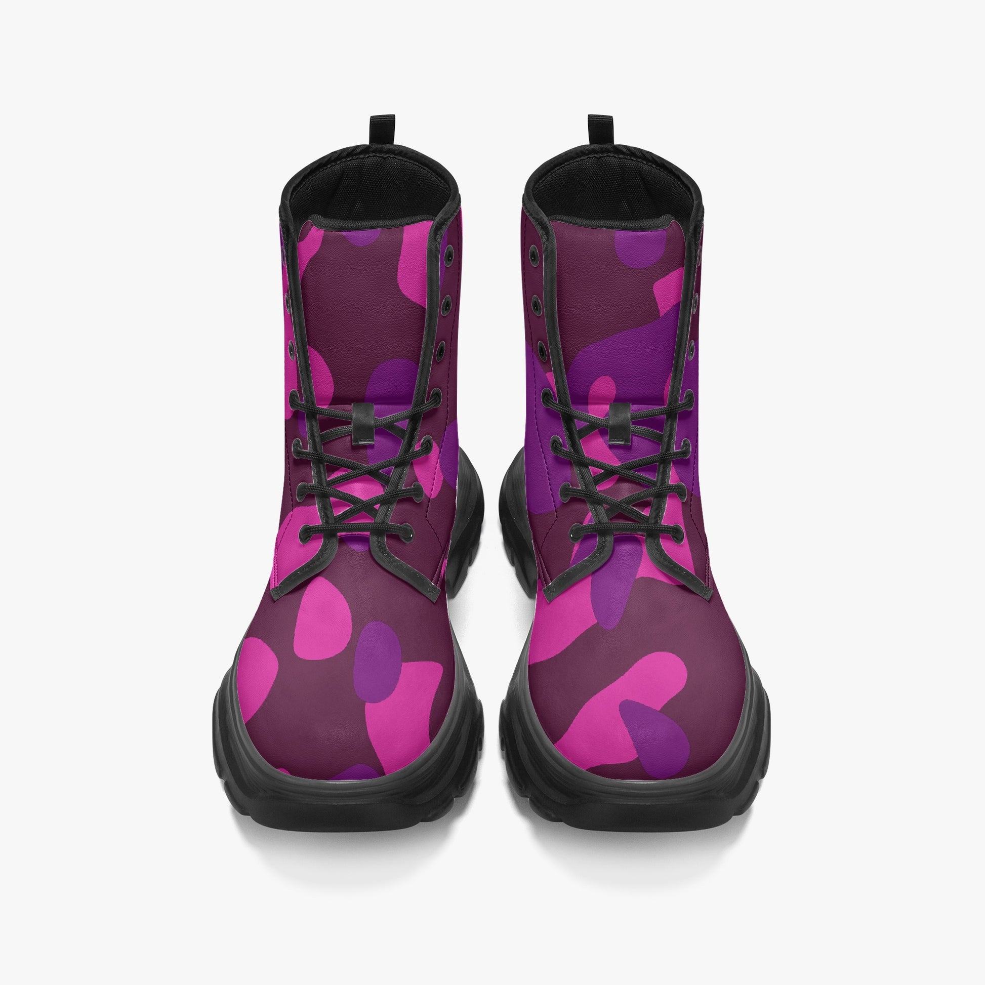 Pink Camouflage Leather Chunky Boots Boots JLR Design