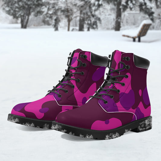 Pink Camouflage Leder Boots | Stylische und Warme Winterstiefel Boots JLR Design