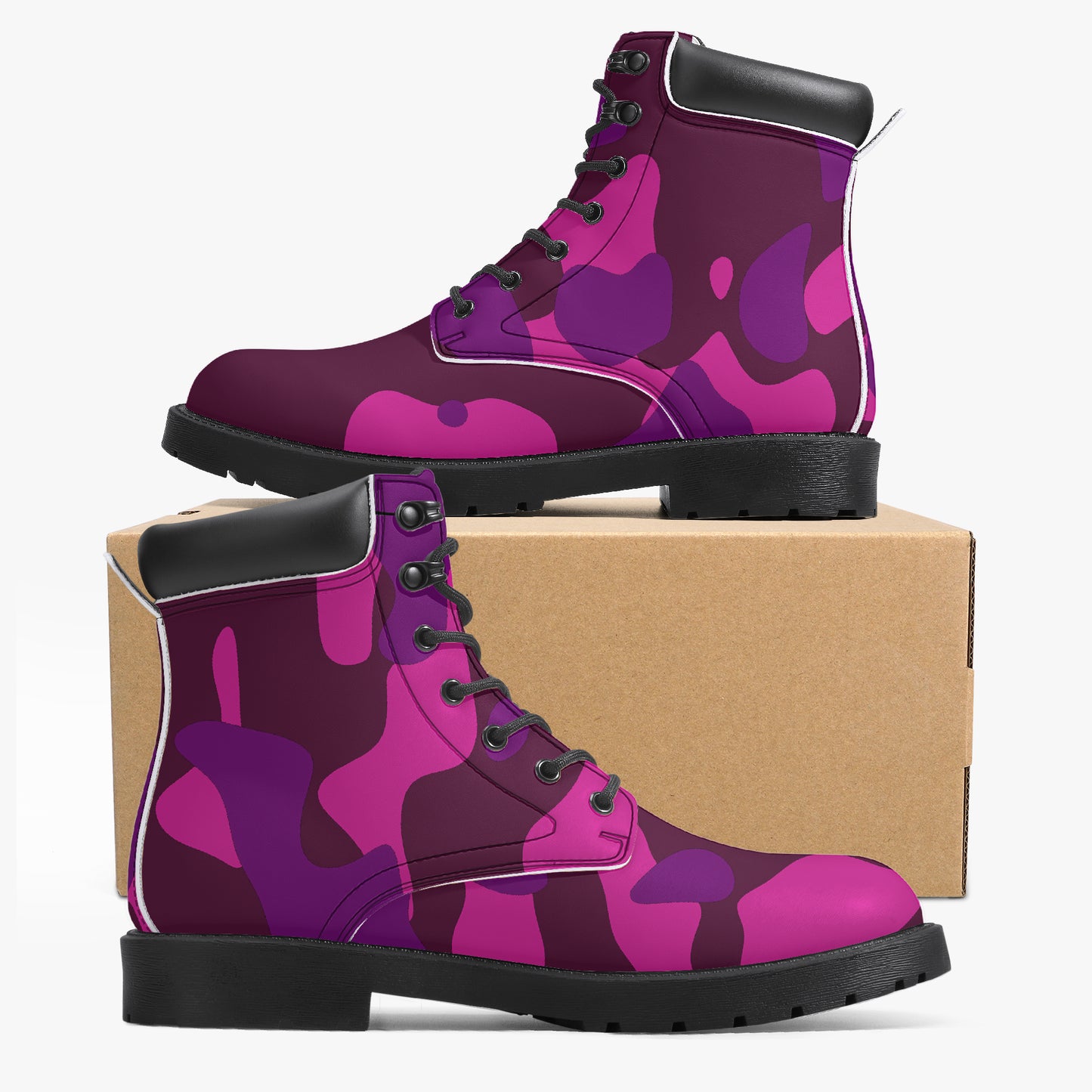 Pink Camouflage Leder Boots | Stylische und Warme Winterstiefel Boots JLR Design