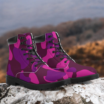 Pink Camouflage Leder Boots | Stylische und Warme Winterstiefel Boots JLR Design