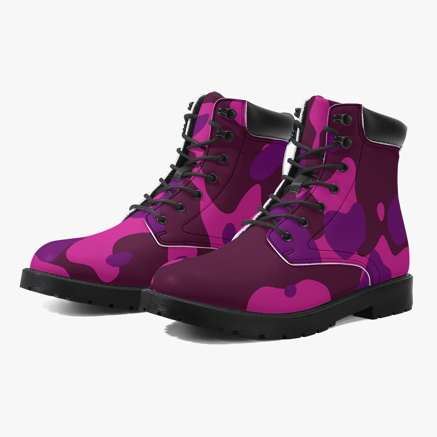 Pink Camouflage Leder Boots | Stylische und Warme Winterstiefel Boots JLR Design