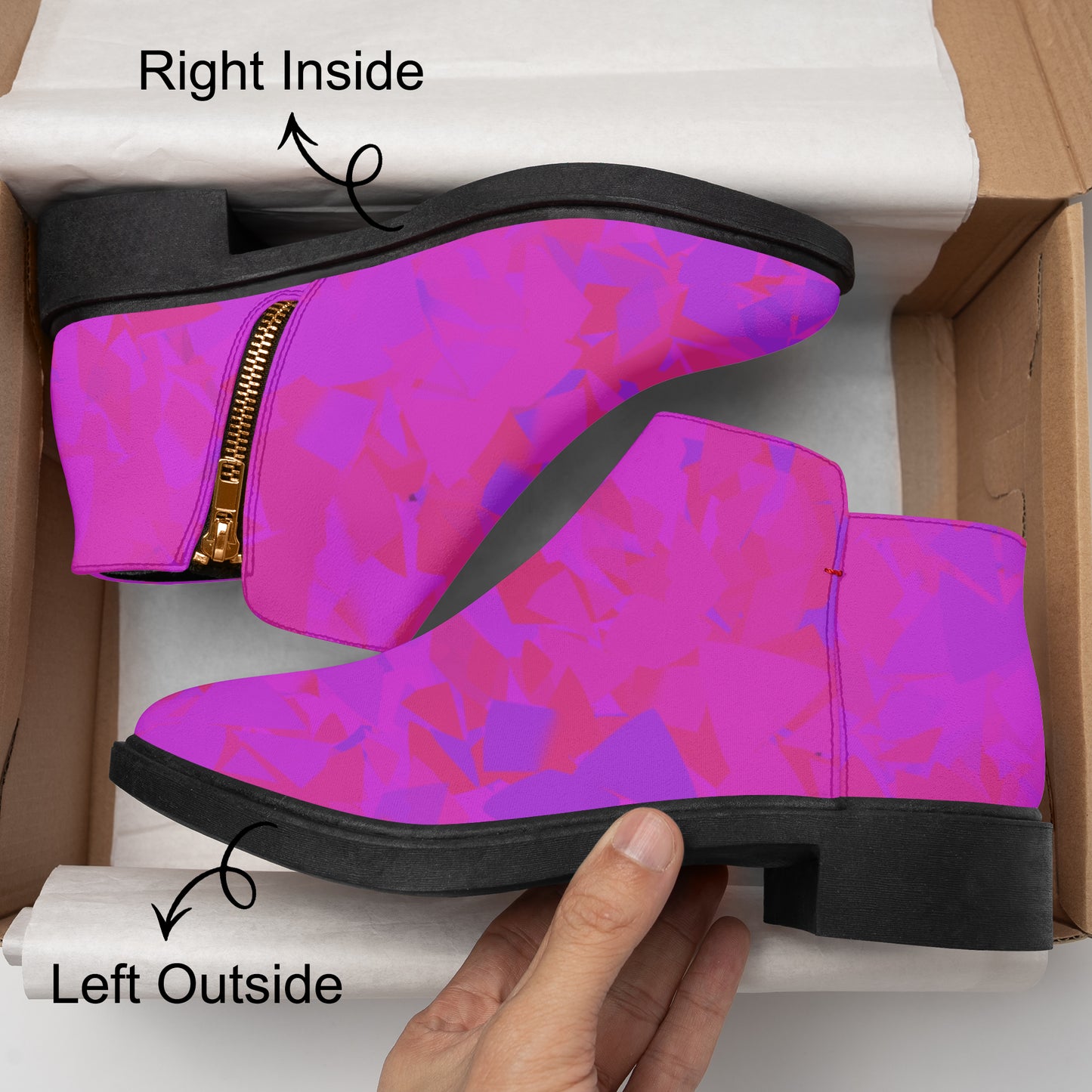 Pink Crystal elegante Reißverschluss-Stiefeletten Stiefeletten JLR Design