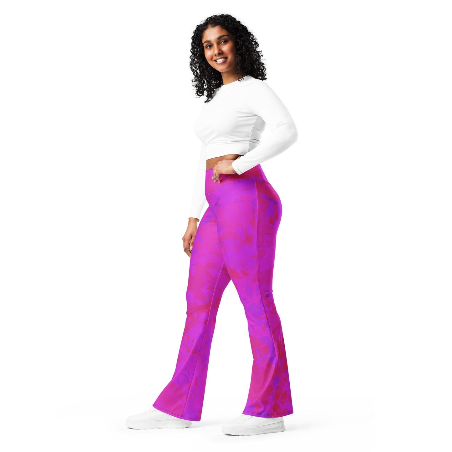 Pink Crystal High Waist Flare Leggings Flare Leggings 69.99 Crystal, Flare, High, Leggings, Pink, Waist JLR Design