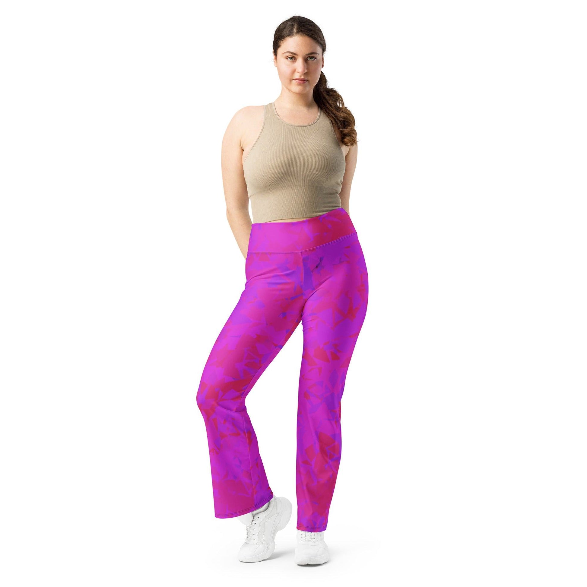 Pink Crystal High Waist Flare Leggings Flare Leggings 69.99 Crystal, Flare, High, Leggings, Pink, Waist JLR Design