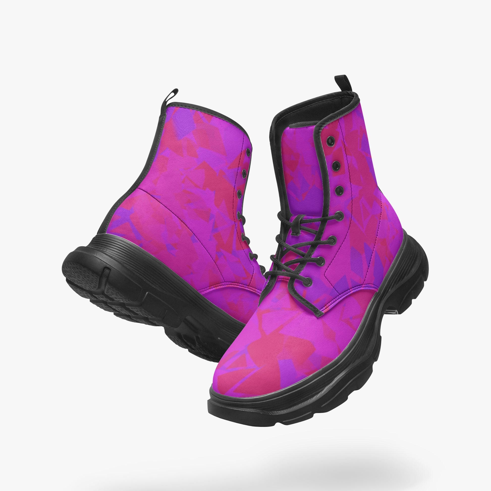 Pink Crystal Leather Chunky Boots Boots JLR Design