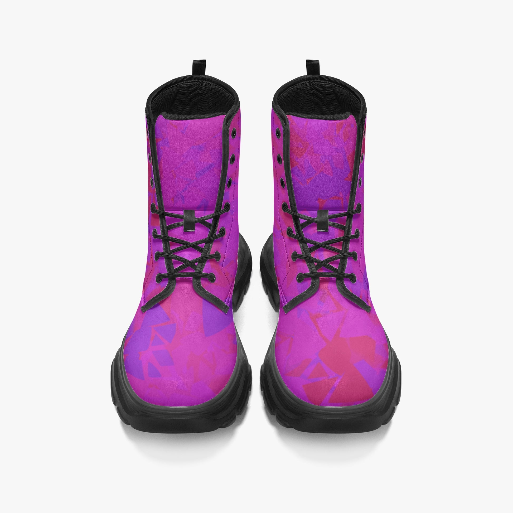 Pink Crystal Leather Chunky Boots Boots JLR Design