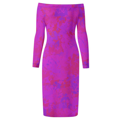 Pink Crystal Long Sleeve Off-Shoulder-Kleid -- Pink Crystal Long Sleeve Off-Shoulder-Kleid - undefined Off-Shoulder-Kleid | JLR Design